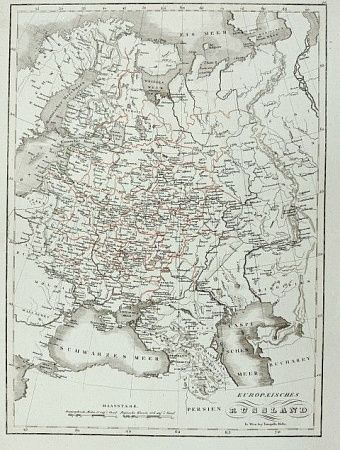 (П) Карта Европейской части России. 1820-е гг. Изд. в картографическом заведении Трампеля (In ...