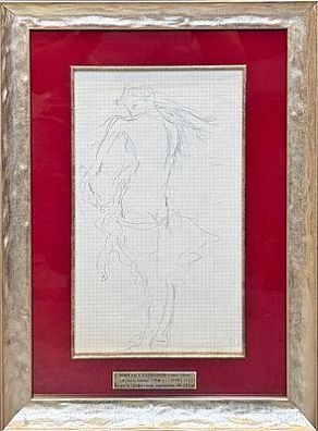 (М) Ларионов Михаил Федорович (1881-1964) - Купальщица. 1940-1950-е гг. Бумага в клетку, ...