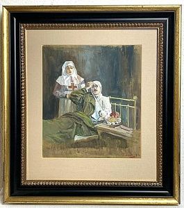 (М) Эгиз Борух Исаакович (1869-1947) - В госпитале. 1914 г. Бумага, графитный карандаш, ...
