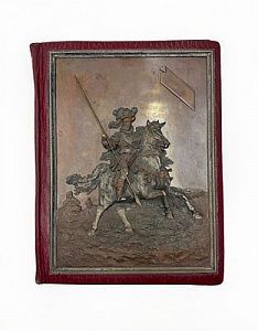 (П) Бювар с бронзовой скульптурной накладкой. XIX в.