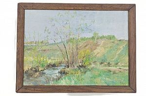 (П) Морев Александр Сергеевич (1934 - 1979) - Пейзаж с ручьем ХХ в. Холст, масло 44 х 31 см ...