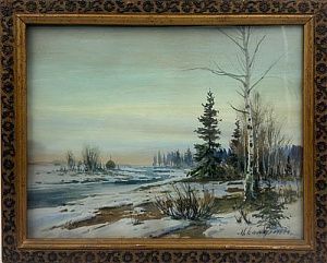 (П) Балунин Михаил Абрамович (1875 - 1938) Зимний пейзаж. Начало XX в.