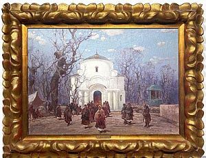(М) Колесников Степан Федорович (1879-1955) Выход из храма. 1920-е-1930-е гг.