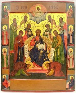 (П) Большой размер. Икона. Спас на троне. Ярославская школа. Первая половина XIX в.