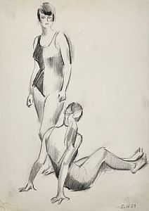 (М) Харкевич Иван Иванович (1913-2007) - На пляже. 1969 г. Бумага, графитный карандаш. 41,9 х ...