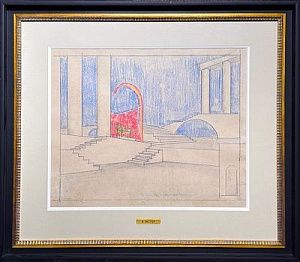 (М) Экстер Александра Александровна (1882-1949) - Эскиз декорации к театральной постановке ...
