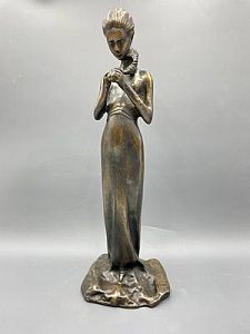 (П) Паола Трубецкой (1866—1938 гг) - Статуэтка "Девушка с косой", первая треть ХХ в. 44 х 15 см ...