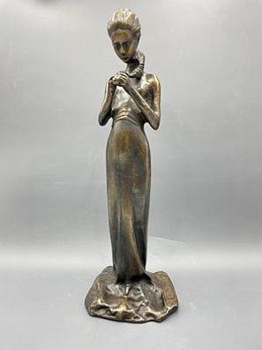 (П) Паола Трубецкой (1866—1938 гг) - Статуэтка "Девушка с косой", первая треть ХХ в. 44 х 15 см ...
