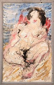(П) Лукка Валерий Николаевич (1945 г.р.) - У моря. 1990 г. Картон (оргалит), смешанная техника. ...
