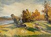 (П) Худенёв Николай Семенович (1930 г.р.) - Вечереет. 1997 г. Холст, масло. 25 х 35 см