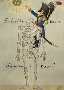Уильям Холланд (1757 - 1815) издатель 
Карикатура "The ladder of Ambition skeleton of France!". 1803 г.