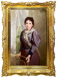 (М) Маковский Владимир Егорович (1846-1920) - Молодая женщина в интерьере. 1882 г. Холст, ...