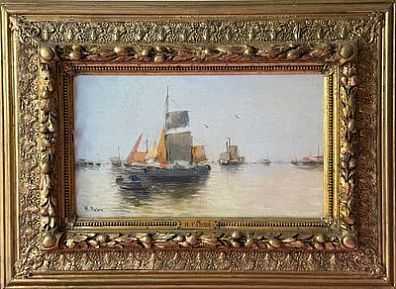 (М) Fabre Henry (Анри Фабр) (1880-1950) - Парусники. ХIХ в. Дерево, масло. 30 х 18 см Анри Фабр ...