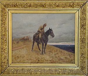 (П) [Приписывается] Кравченко Николай Иванович (1867–1941) - Всадник. 1920-е гг. Холст, масло ...