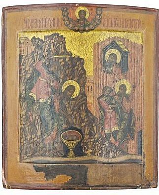 (П) Икона Усекновение главы Иоанна Предтечи. Первая половина XIX в. Дерево, темпера 27 х 31 см