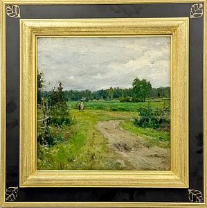 (П) Грицай Алексей Михайлович (1914 – 1998) - Деревенский пейзаж, Кушавера. 1949 г. Картон, ...