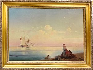 (П) Неизвестный художник - Море. Штиль. Копия с картины И.К. Айвазовского. Конец XIX - начало ...