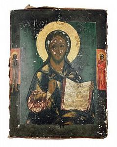 (П) Икона Господь Вседержитель. Вторая половина XIX в. Дерево, левкас, позолота. 45 х 35 см