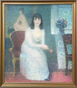 (П) Пакун Филарет Иванович (1912 - 2002) Девушка с розой. 1992 г.