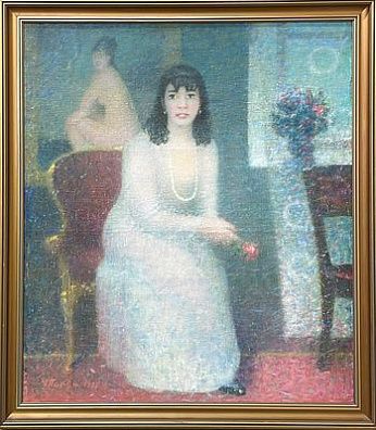 (П) Пакун Филарет Иванович (1912 - 2002) Девушка с розой. 1992 г.