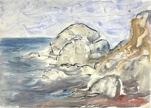 (П) Лукка Валерий Николаевич (г.р. 1945) Этюд. Море и камни. 1986 г.