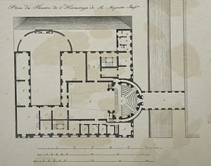 Неизвестный гравер по рисунку Джакомо Кваренги (1744-1817) План Эрмитажного театра. Plan du Theatre de l'Ermitage de la Majeste Imp. 1780-е гг.