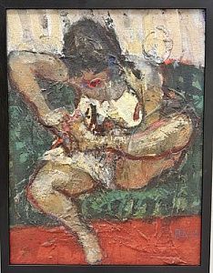 (П) Лукка Валерий Николаевич (1945 г.р.) - За туалетом. 2000 г. Холст, смешанная техника.75 х ...