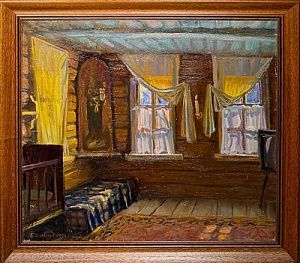 (М) Окороков Борис Владимирович (1933-2005) - Красный угол. 1990 г. Холст, масло, 70.5 х 80 см