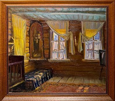 (М) Окороков Борис Владимирович (1933-2005) - Красный угол. 1990 г. Холст, масло, 70.5 х 80 см
