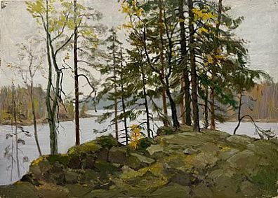 (П) Кранц Владимир Павлович (1913–2003) - На Валааме. 1983 г. Картон, масло. 50 х 70 см ...