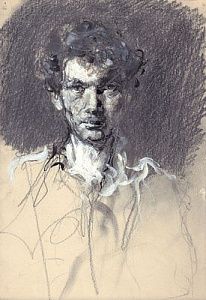 (М) Рудаков Михаил Захарьевич (1914 - 1985) - Автопортрет 1950-е гг. Тушь, карандаш, белила. 27 ...