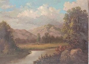 (П) [Приписывается] Мещерский Арсений Иванович (1834 - 1902) - Пейзаж у подножия скал. Вторая ...