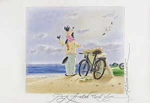 Аринушкин Андрей (1964 г.р.)У моря. Иллюстрация к книге "Лила и море". про кота художника. 2000-е гг.