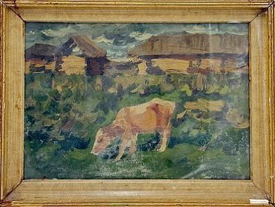 (М) Туржанский Леонард Викторович (1875-1945)Сельский пейзаж с коровой.