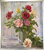 (П) Уханова Анастасия Васильевна (1885 - 1973) - Натюрморт с цветами роз. 1961 г. Холст, масло. ...