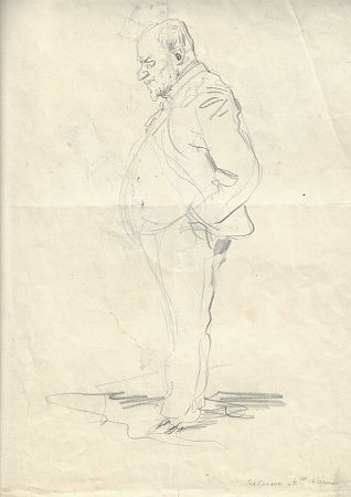 Маковский Владимир Егорович (1846-1920) Портрет А.Ф. Кони, на оборотной стороне наброски мужских портретов. 1900-е гг.