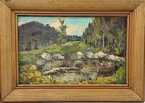 (П) Худенёв Николай Семенович (1930 г.р.) - Горное Озеро. 2005 г. Холст, масло. 25 х 40 см