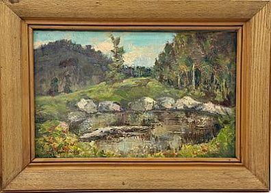 (П) Худенёв Николай Семенович (1930 г.р.) - Горное Озеро. 2005 г. Холст, масло. 25 х 40 см