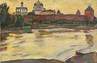 (П) [Без резерва] Соркин Илья Яковлевич (1934 г.р.) - Новгород. 1965 г. Холст, масло 47 х 70 см