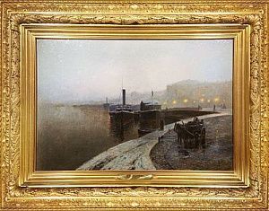(М) [ТОП-ЛОТ] Ендогуров Иван Иванович (1861-1898) - Набережная в Петербурге. Конец XIX в. ...