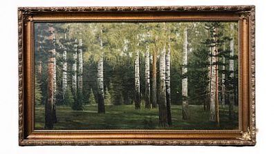 (П) Бровар Яков Иванович (1864-1941) - Березовая роща. 1904 г. Холст, масло. 65,5 х 120,5 см. С ...