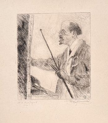 (П) * [Мир Искусства] Кругликова Елизавета Сергеевна (1865-1941) Портрет Нестерова. 1939 г.