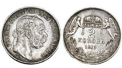 (П) 2 кроны 1913 г. Австро-Венгрия, император Франц-Иосиф. XF
