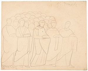 (М) Гончарова Наталия Сергеевна (1881−1962) - Набросок. 1920-е гг. Бумага, графитный карандаш. ...