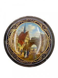Шкатулка фарфоровая. Клеймо Meissen Фарфор, роспись. Д - 9,5 см