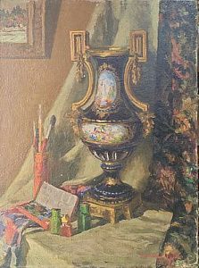 (П)* Осенев Николай Иванович (1909 - 1983) - Натюрморт с вазой. 1946 г. Холст, масло. 80 х 60,5 см