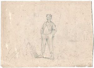 (М) Нестеров Михаил Васильевич (1862-1942) - Бродяга. 1884 г. Бумага, графитный карандаш. 29 х ...