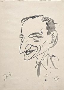 [Мир Искусства] Белкин Вениамин Павлович (1884-1951) - Шарж. Бумага, тушь 34 х 24,5 см лист ...