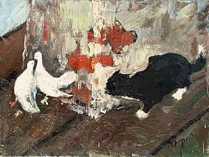 (П) Коровяков Александр Петрович (1912-1983) - Голубки 1964 г. 80 х 59 см. Холст, масло.