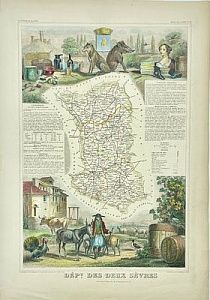 (П) Левассёр Виктор (1800 - 1870) - картограф Карта региона Севр, Франция. 1860 г.